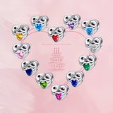 Angel Wings Heart Bead Birthstone Fits Charm Bracelet
