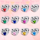 Angel Wings Heart Bead Birthstone Fits Charm Bracelet