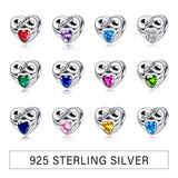 Angel Wings Heart Bead Birthstone Fits Charm Bracelet