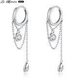 925 Silver CZ Drop Dangle Earrings Chain Design