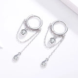 925 Silver CZ Drop Dangle Earrings Chain Design