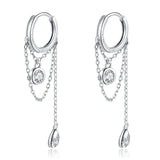 925 Silver CZ Drop Dangle Earrings Chain Design