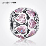 925 Silver Beads Purple CZ Heart Bracelet Making