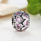 925 Silver Beads Purple CZ Heart Bracelet Making