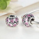 925 Silver Beads Purple CZ Heart Bracelet Making