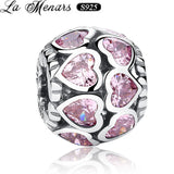 925 Silver Beads Purple CZ Heart Bracelet Making