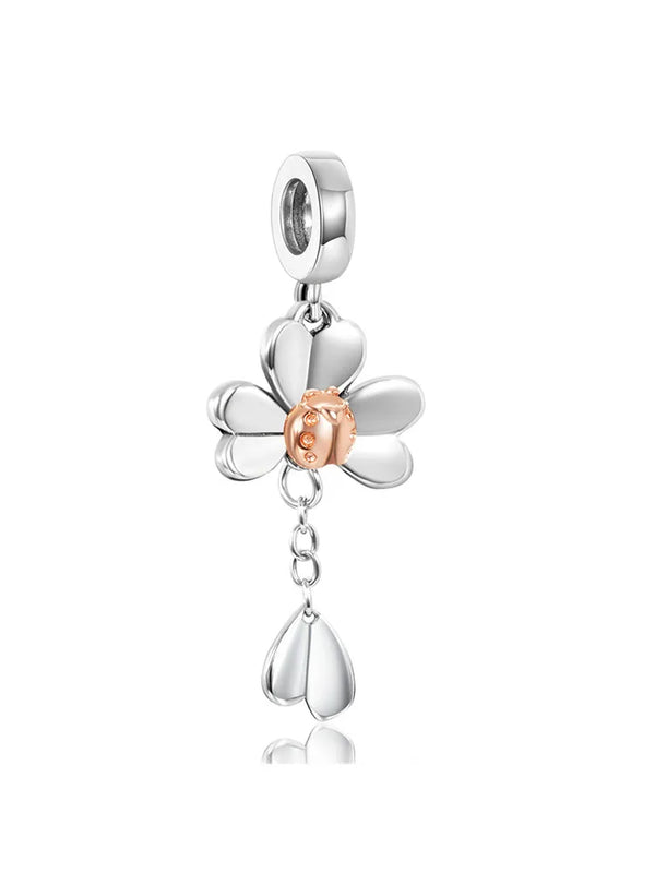 Flower Ladybug Beads Silver 925 for Women Bracelet