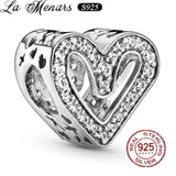 Silver Heart Charms for Bracelet, Openwork Design
