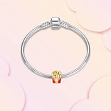 Fries Metal Beads Silver Charm for Bracelet DIY Jewelry