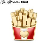 Fries Metal Beads Silver Charm for Bracelet DIY Jewelry