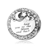 925 Sterling Silver Star Moon Charms Love Gift Women Bracelet DIY