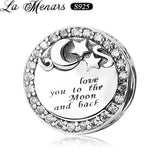 925 Sterling Silver Star Moon Charms Love Gift Women Bracelet DIY
