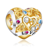 Heart Beads Hollow Out Charms 925 Sterling Silver Jewelry