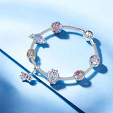 Love Heart Beads Charm Bracelet Silver 925 for Women