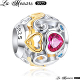 Love Heart Beads Charm Bracelet Silver 925 for Women