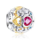 Love Heart Beads Charm Bracelet Silver 925 for Women