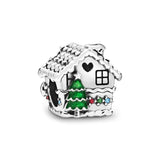 925 Silver Happy Family Christmas House Charms for Women Bracelet DIY