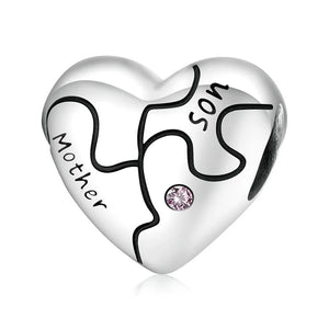 925 Sterling Silver Mother Son Lettering Bead for Bracelet