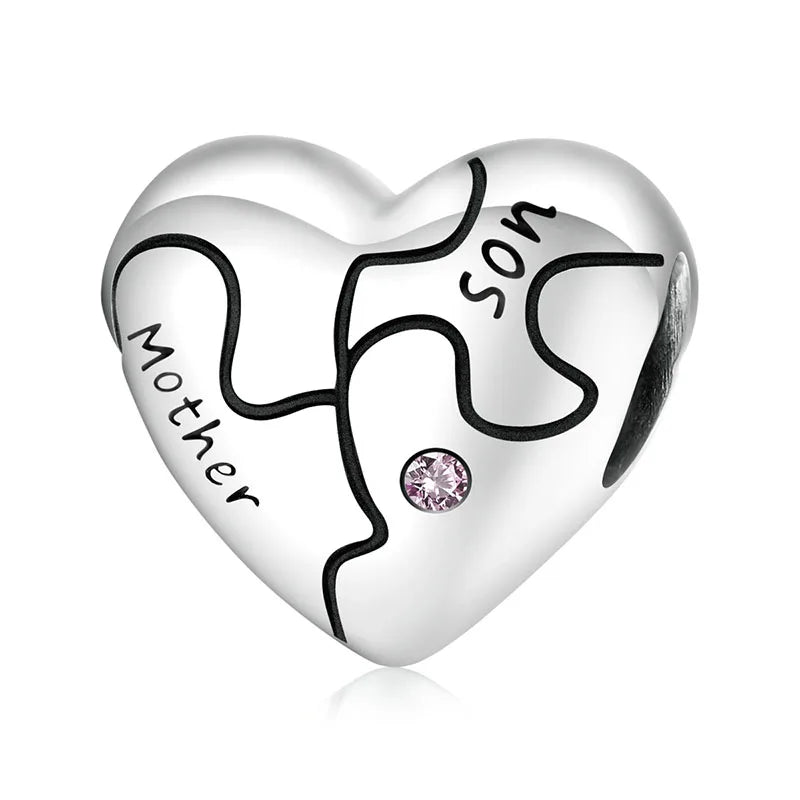 925 Sterling Silver Mother Son Lettering Bead for Bracelet