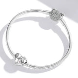925 Sterling Silver Mother Son Lettering Bead for Bracelet