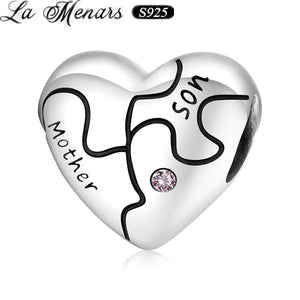 925 Sterling Silver Mother Son Lettering Bead for Bracelet