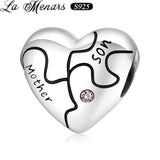 925 Sterling Silver Mother Son Lettering Bead for Bracelet