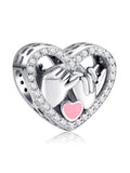 Finger Heart Metal Beads Charm Sterling Silver 925 Fit Silver Bracelet DIY