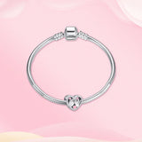 Finger Heart Metal Beads Charm Sterling Silver 925 Fit Silver Bracelet DIY