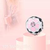 Flower Charms Crystal Beads Bracelet Accessories 925 Silver Jewelry