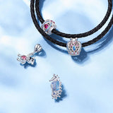 Heart Charm Pink CZ Bead Bracelet Necklace Accessories