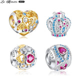 Heart Charm Pink CZ Bead Bracelet Necklace Accessories