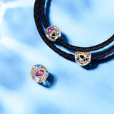 Heart Charm Pink CZ Bead Bracelet Necklace Accessories