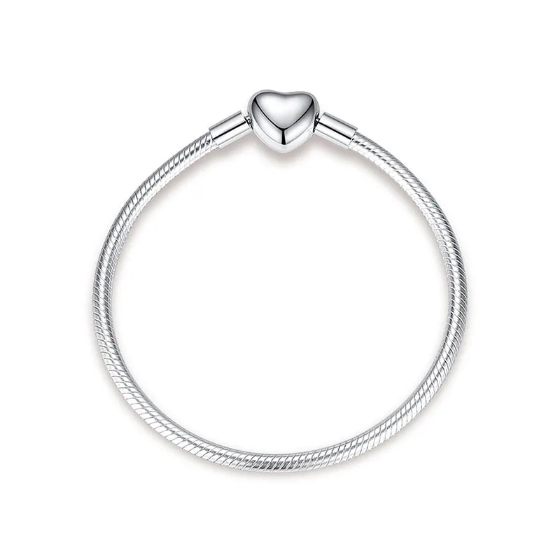 925 Sterling Silver Heart Charm Bracelet 17~21CM
