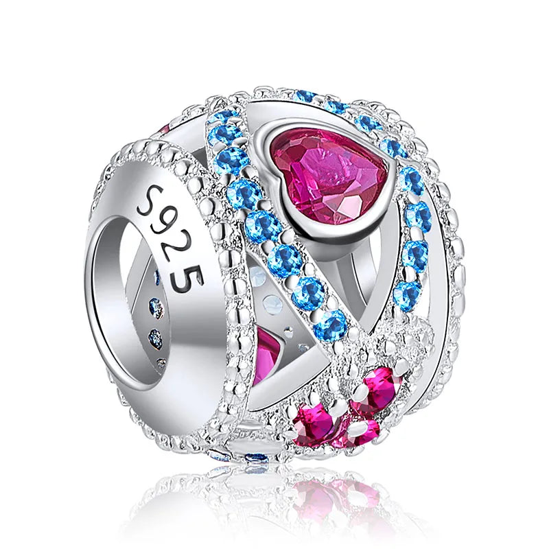 CZ Round Beads Sterling Silver 925 for Bracelet Women Jewelry