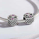 Purple Heart Zircon 925 Sterling Silver Charm for Bracelet Making