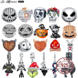 925 Silver Jack Skull Flower Dragon Heart Charm for Jewelry