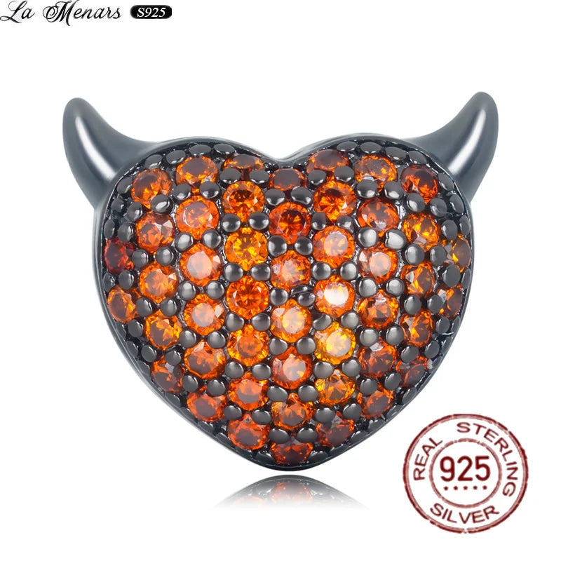 925 Silver Jack Skull Flower Dragon Heart Charm for Jewelry