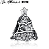 Christmas Tree Charm 925 Sterling Silver Sparkling Crystal Beads Bracelet