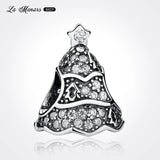 Christmas Tree Charm 925 Sterling Silver Sparkling Crystal Beads Bracelet