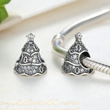 Christmas Tree Charm 925 Sterling Silver Sparkling Crystal Beads Bracelet