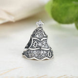 Christmas Tree Charm 925 Sterling Silver Sparkling Crystal Beads Bracelet