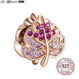 Purple Love Leaves Beaded Charms for Bracelet Making Women