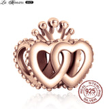 Rose Beaded Pendant Zircon Tiger Charm for Silver Bracelet