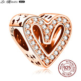 Rose Beaded Pendant Zircon Tiger Charm for Silver Bracelet