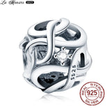 Round Silver 925 Cutout Charm Crystal DIY Jewelry