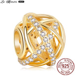Round Silver 925 Cutout Charm Crystal DIY Jewelry