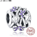 Round Silver 925 Cutout Charm Crystal DIY Jewelry