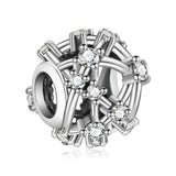 Round Silver 925 Cutout Charm Crystal DIY Jewelry