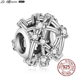 Round Silver 925 Cutout Charm Crystal DIY Jewelry