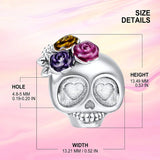 Skull Flower Charms 925 Silver Beaded Bracelet Women Gift